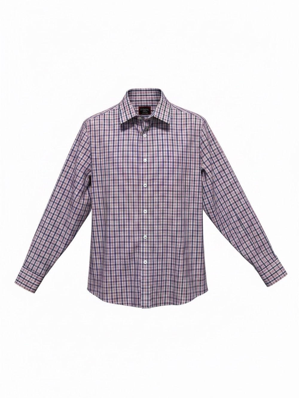 UNTUCKit Men's Long-Sleeve Plaid Dress Shirt - Purple Navy & White